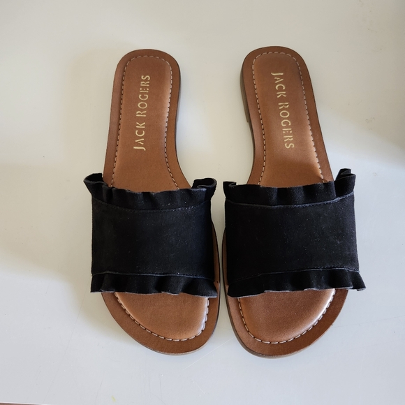 NIB Jack Rogers Rosie Ruffle Slide Size 8 Black - Picture 2 of 3